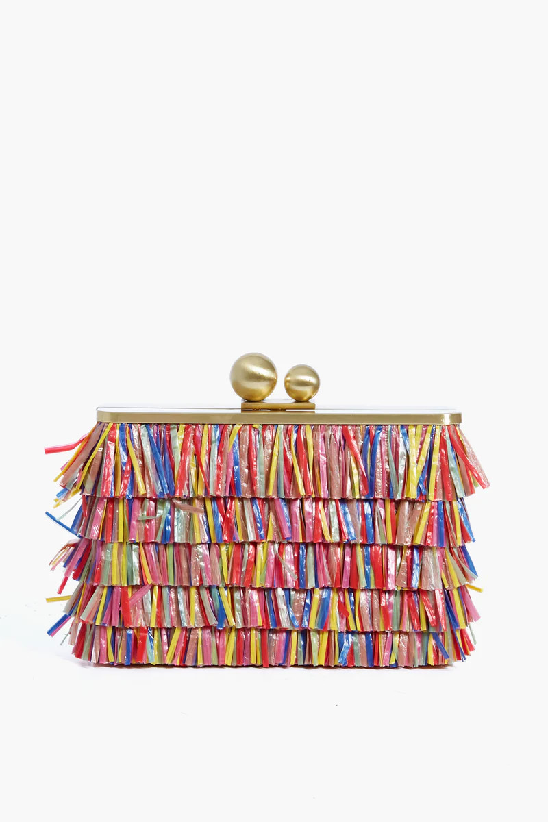 Carlita Carnivale Raffia Fringed Clutch | Tuckernuck (US)