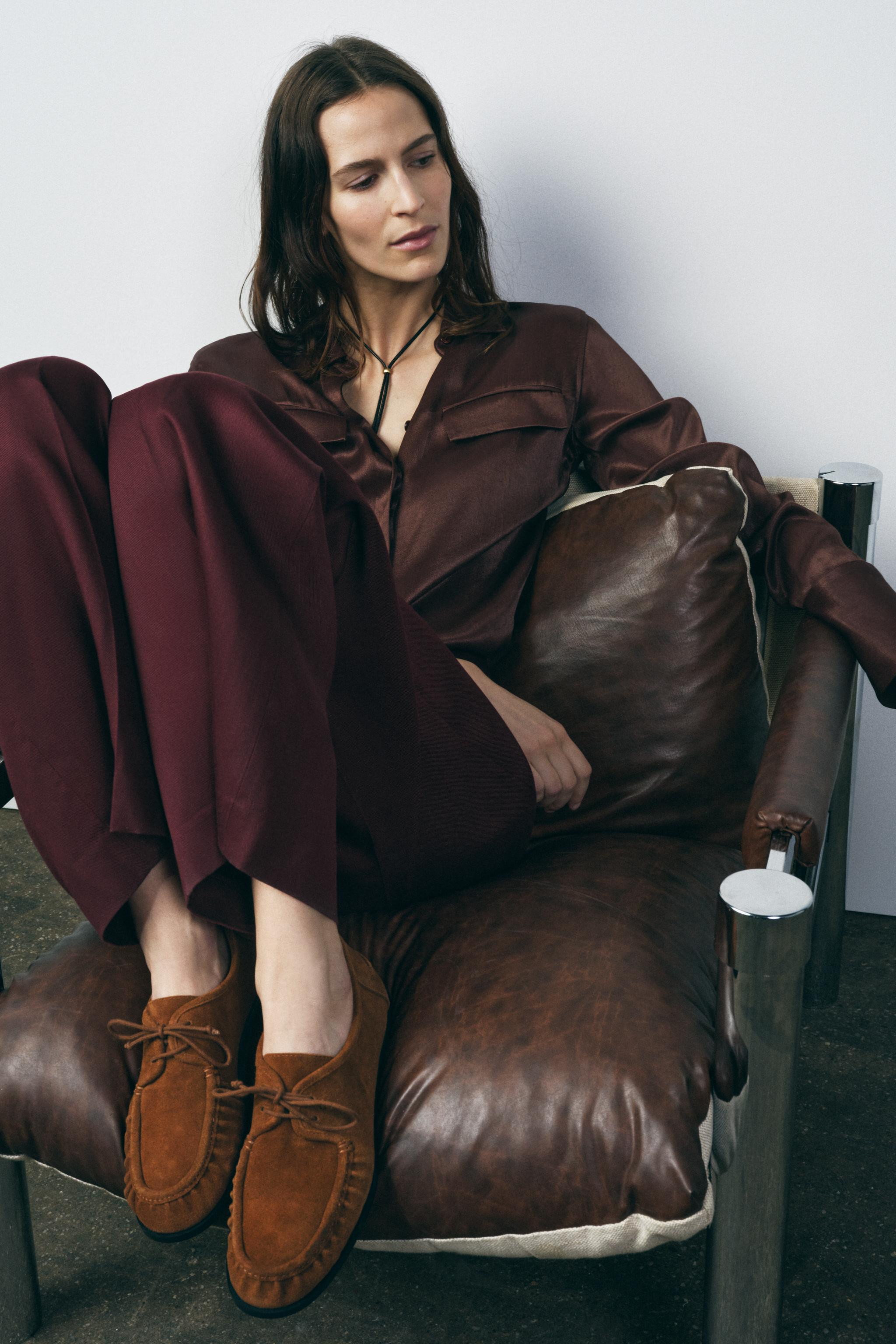 SOFT SPLIT SUEDE LACE-UP MOCCASINS | Zara UK