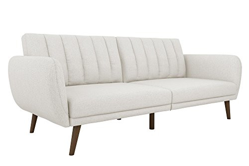 Novogratz Brittany Sofa Futon, Premium Linen Upholstery and Wooden Legs, Grey Linen | Amazon (US)