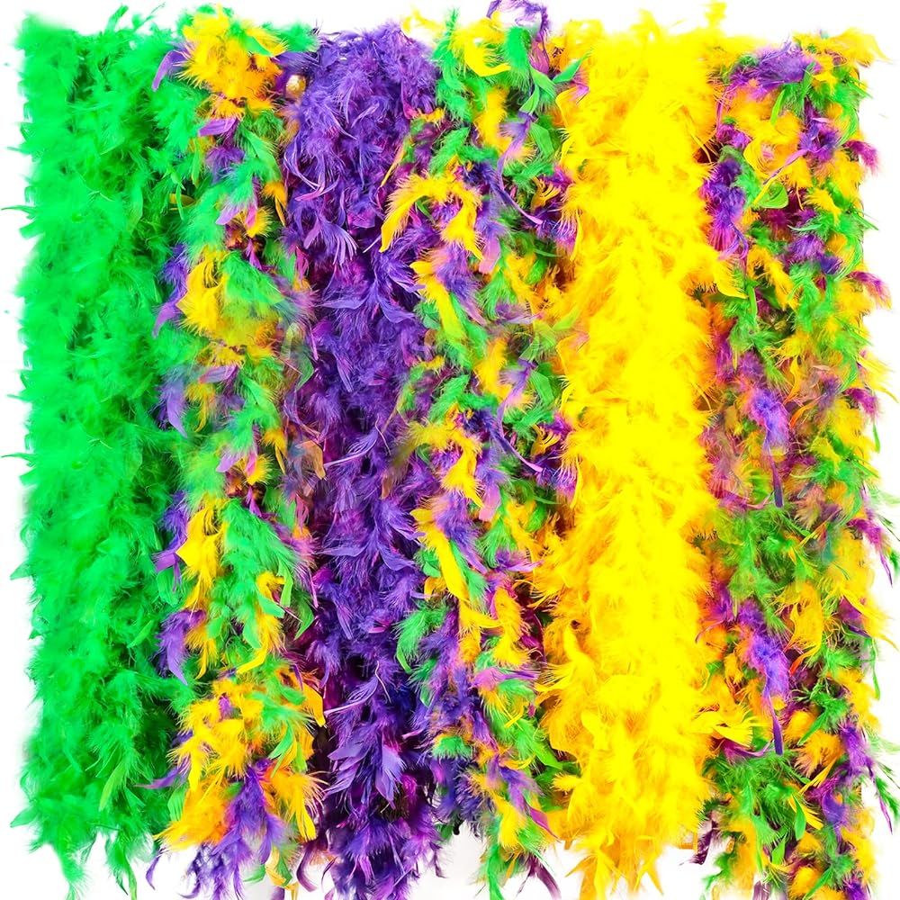 Max Fun 6PCS Colorful Party Feather Boas Bulk for Women Girls 6.56ft for Mardi Gras Party Decorat... | Amazon (US)