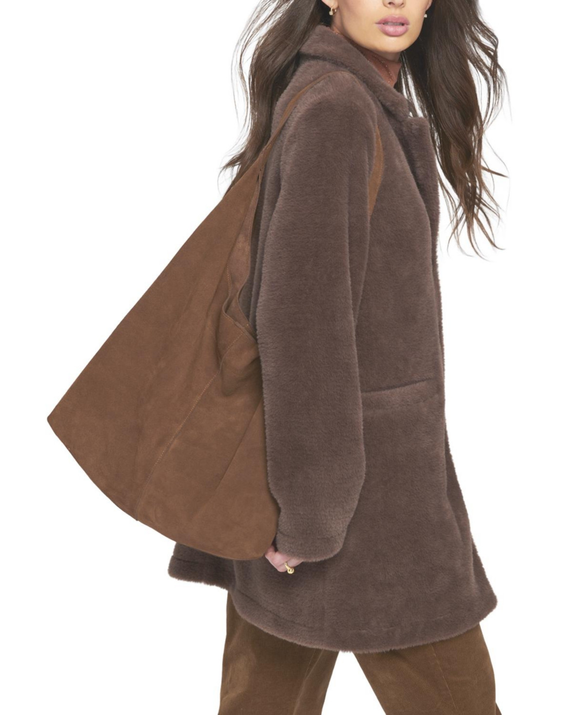 Elle Collection Faux Suede Slouch Bag Totes - Chocolate-brown | Macy's