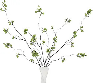 4 Pcs 38.5" Tall All-Green Artificial Branches with Leaves, Realistic Faux Ficus Greenery Stems, ... | Amazon (US)