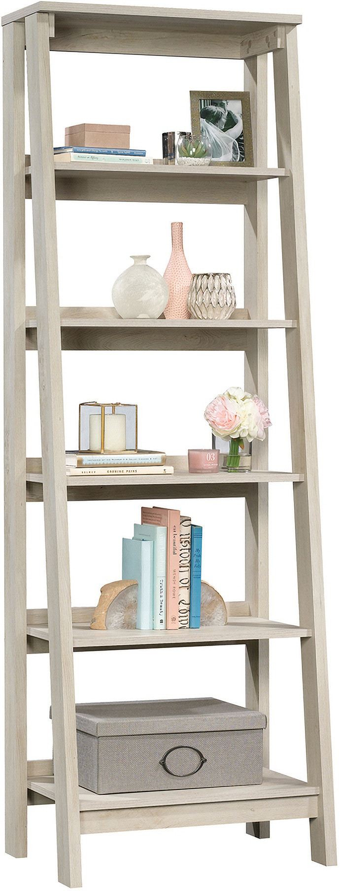 Trestle 5-Shelf Bookcase In Chalked Chestnut | 1stopbedrooms