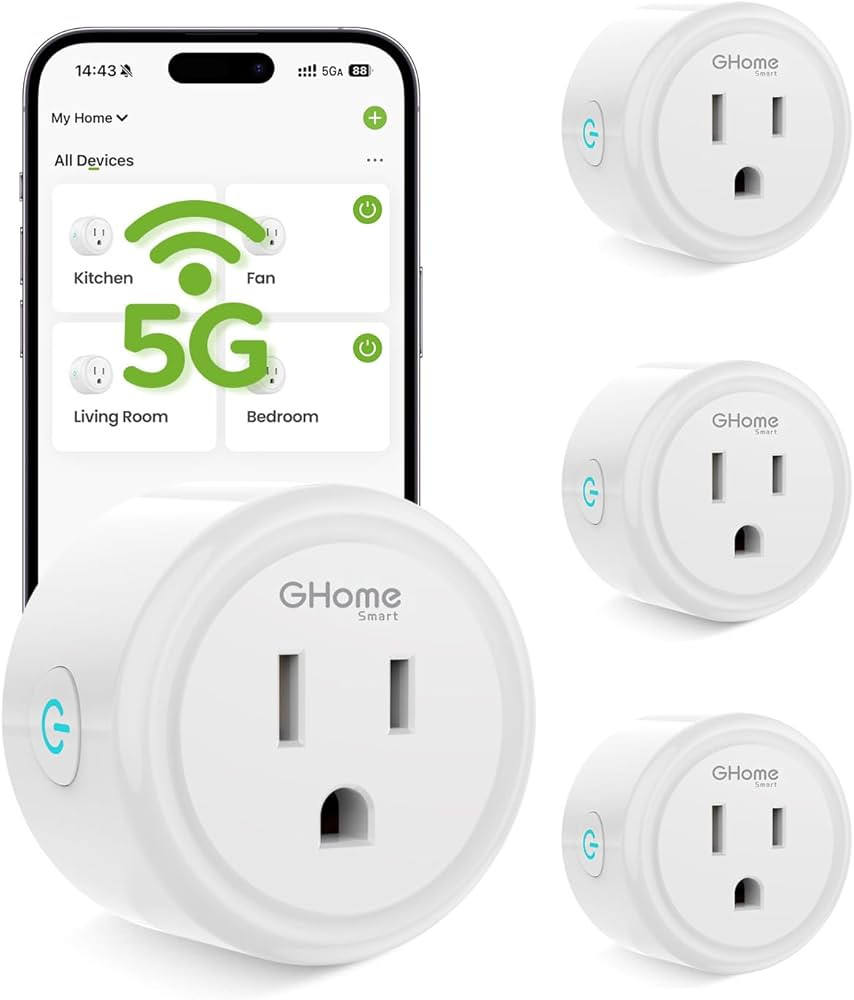 GHome Smart 5G 15A WiFi Smart Plug Compatible with Alexa and Google Home, Outlet Timer Smart Home... | Amazon (US)