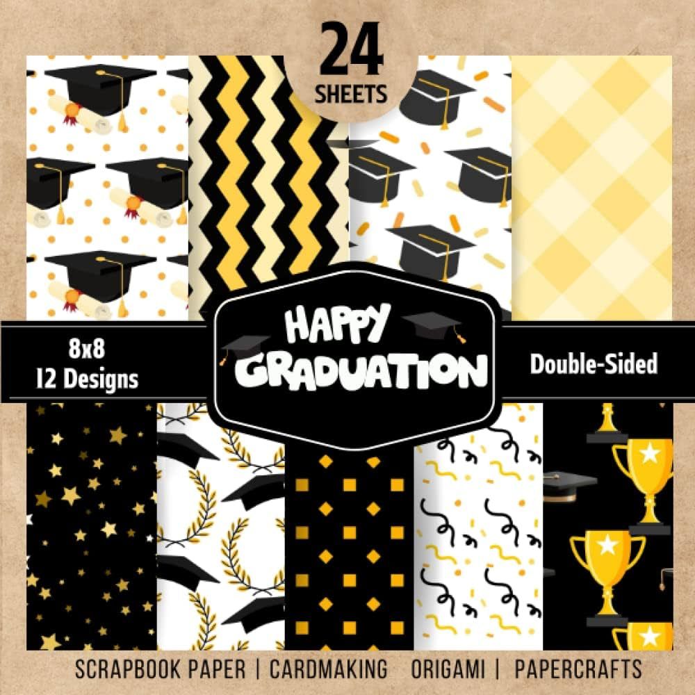 Graduation Scrapbook Paper Pad 8x8 24 Sheets Double-Sided 12 Pattern Graduation Designs, Decorati... | Amazon (US)