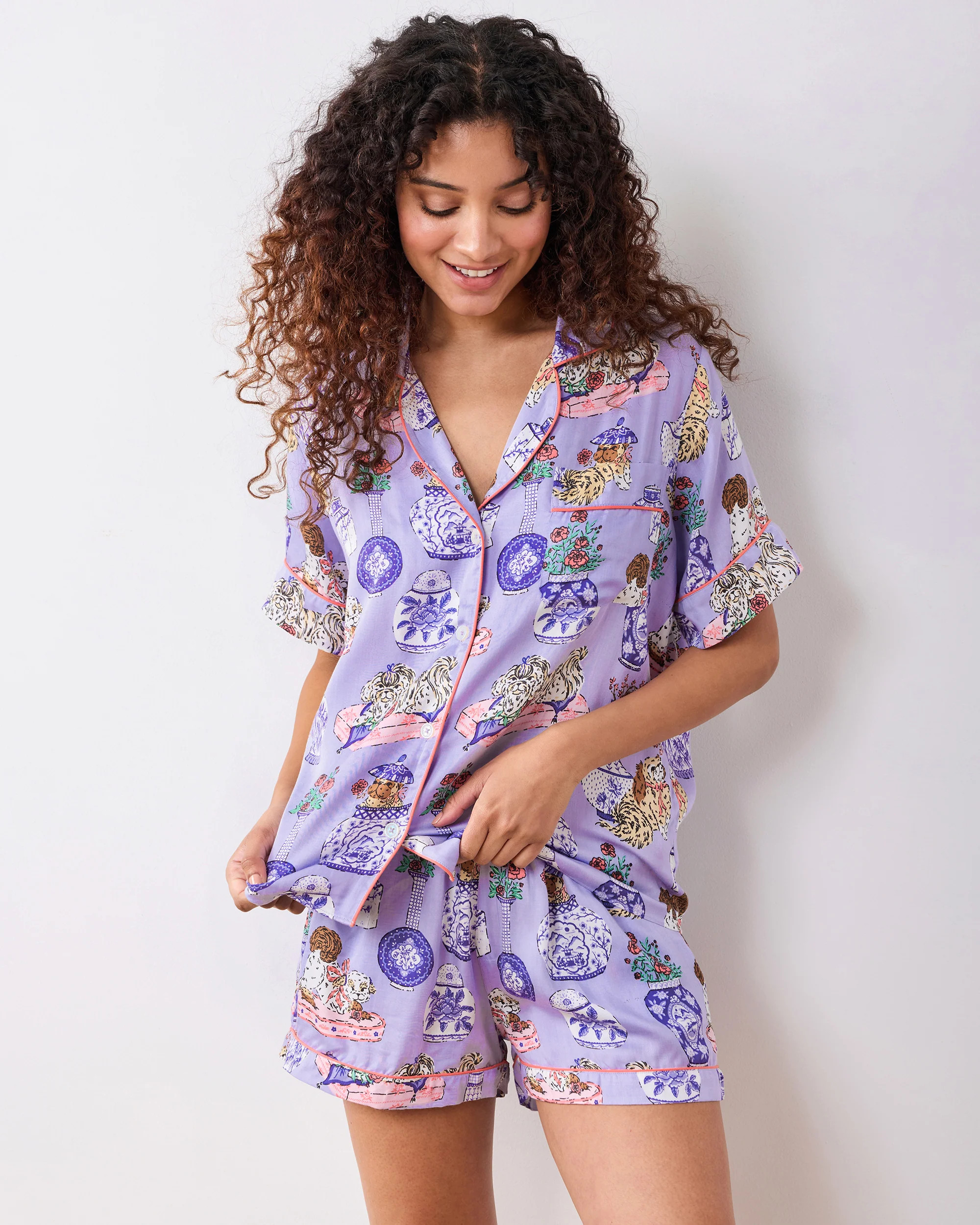 Fancy Dogs - Eco Satin Classic Short Set - Lavender Glaze | Printfresh