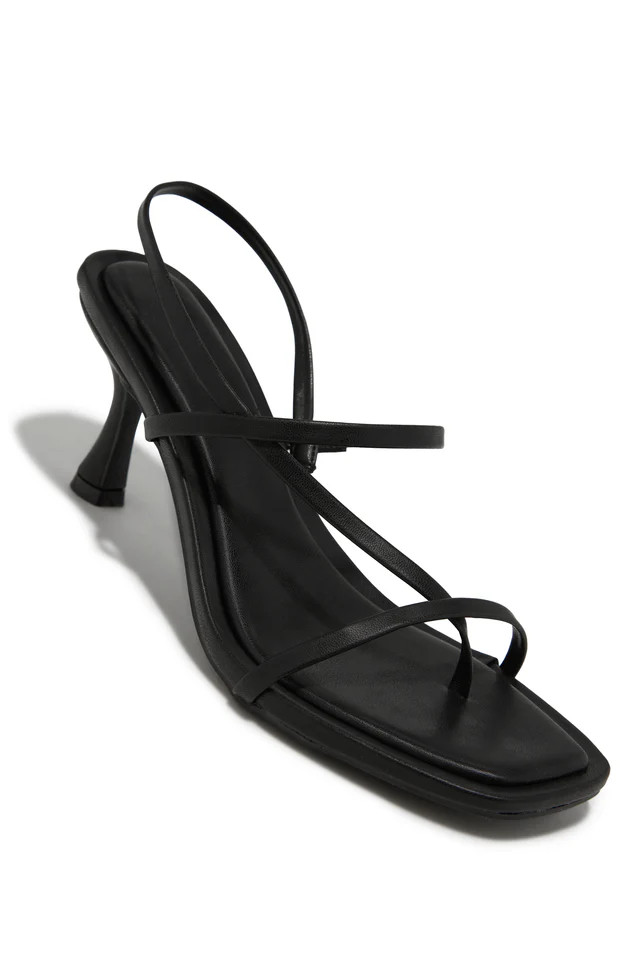 Miss Lola | Elsie Black Slingback Mid Heels | MISS LOLA