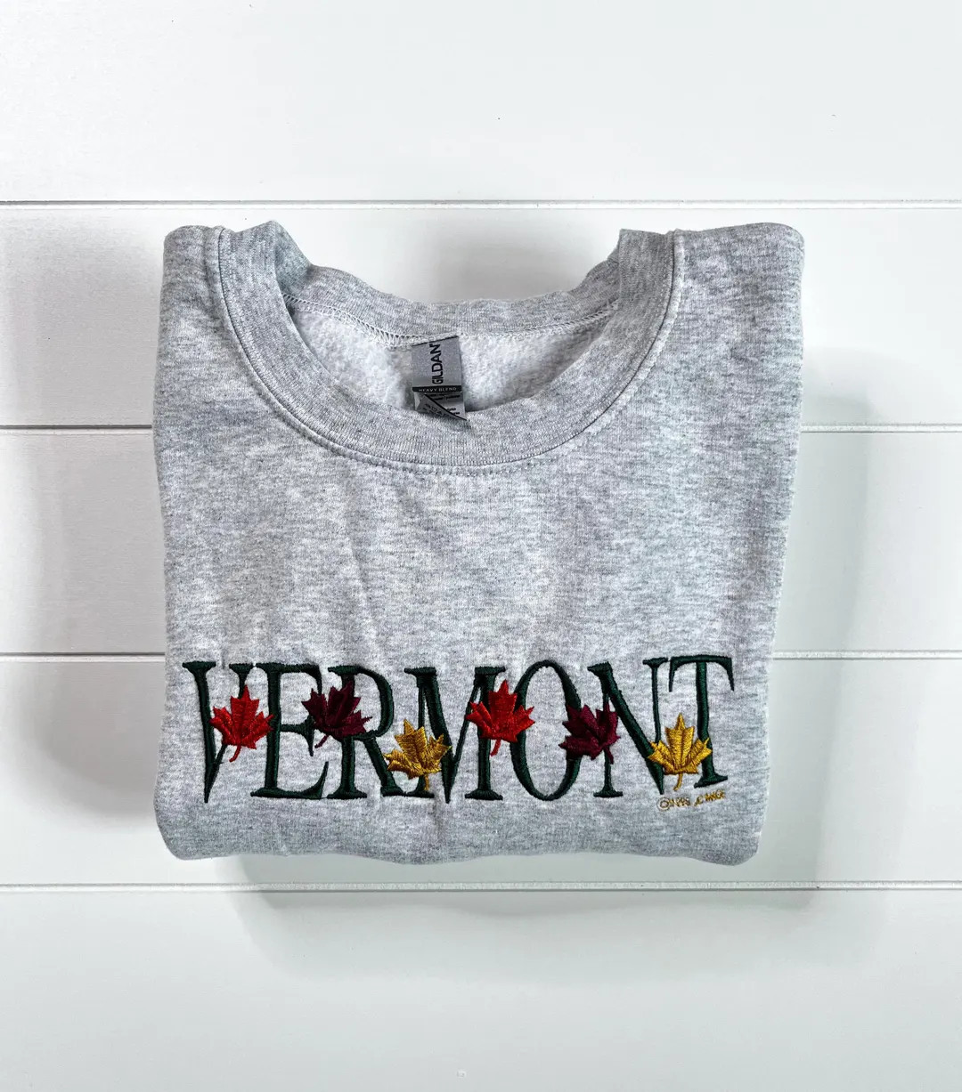 Vintage 1995 Gildan Vermont Sweatshirt, Gray Crewneck With Embroidered Maple Leaves - Etsy | Etsy (US)