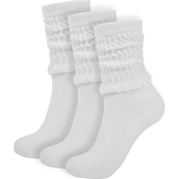 Crew Slouch Socks Women - Retro Scrunch Short Sock - Soft Solid Ankle Socks 3pairs | Walmart (US)