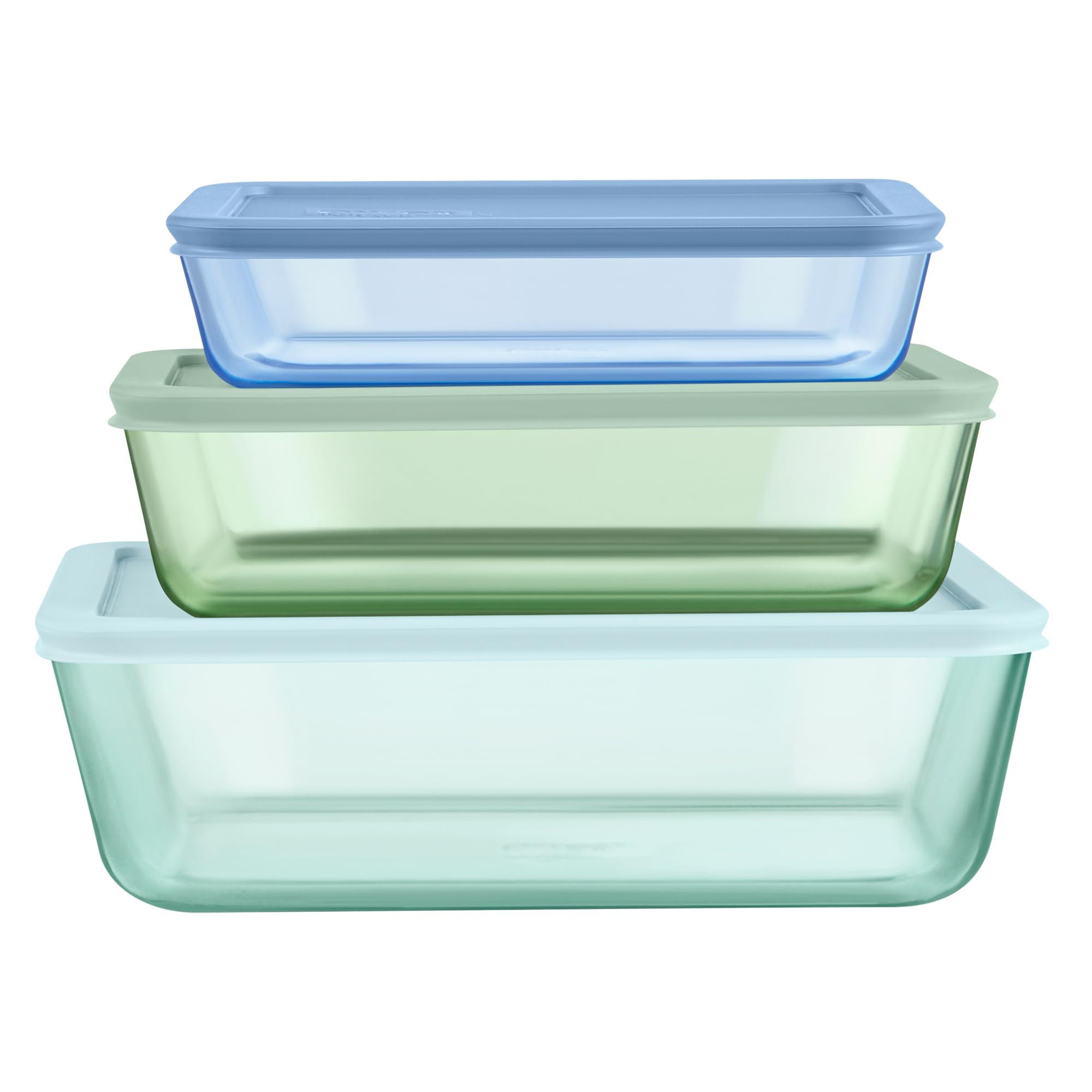 Pyrex Colors (3-Pack, Large) Tinted Glass Rectangle Food Storage Container Set, Snug Fit Non-Toxi... | Amazon (US)