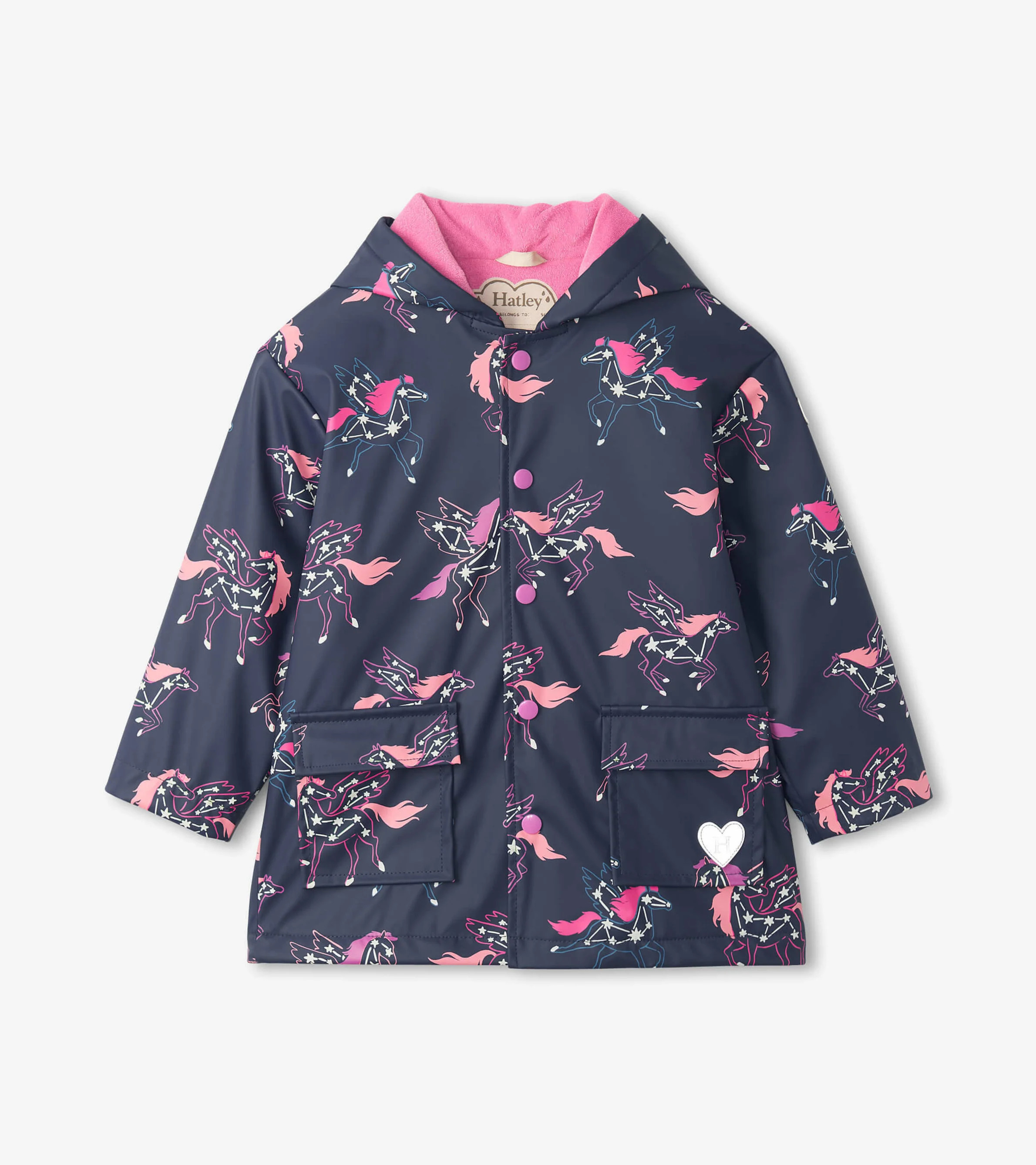 Girls Unicorn Constellations Colour Changing Button-Up Rain Jacket | Hatley