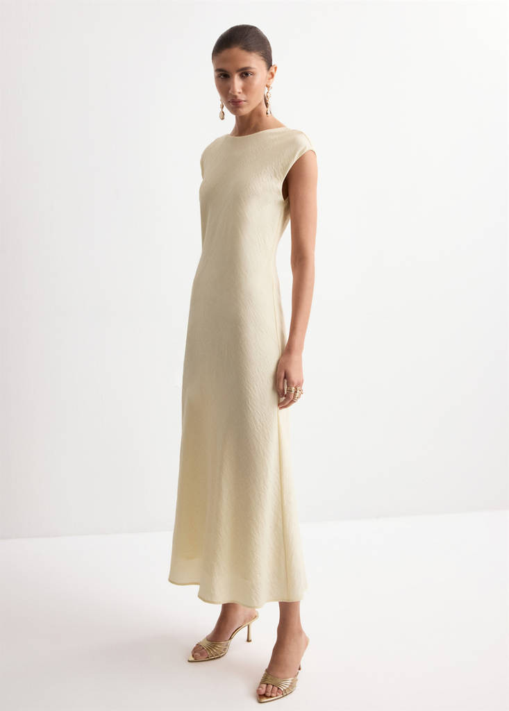 Open-back textured dress ecru - Woman - 2 - MANGO | Mango (US/MX/AU)