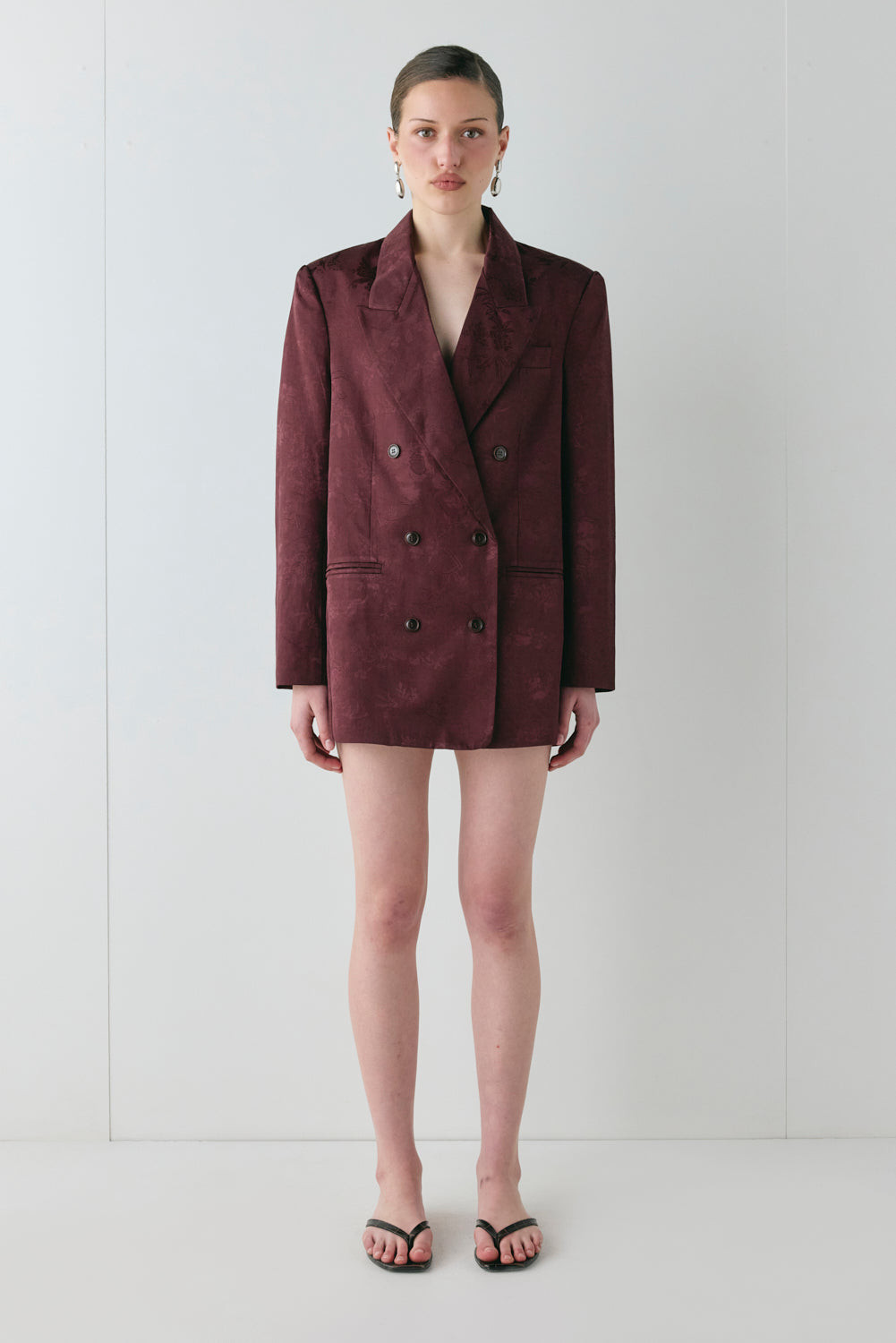 Kyra Jacquard Blazer Wine | VRG Grl