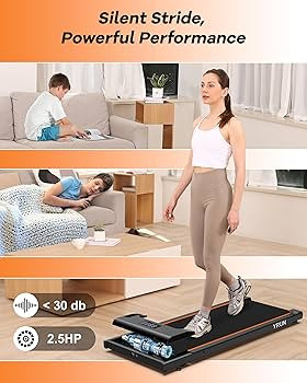 Walking Pad Under Desk Treadmill, 2.5HP Quiet Brushless Small Treadmill for Home and Office, Comp... | Amazon (US)