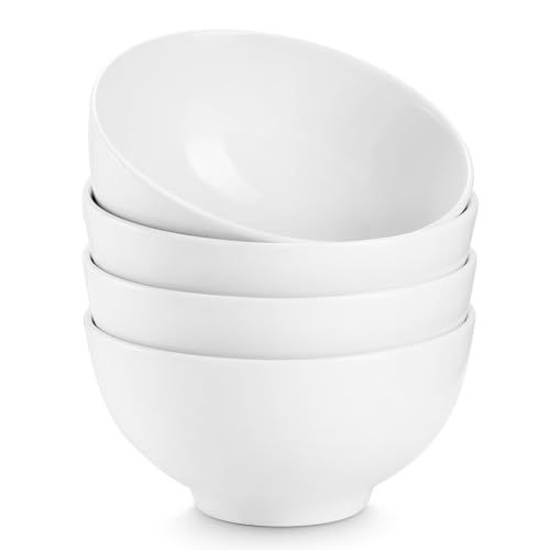 DOWAN 10 OZ Small Dessert Bowls - 4.5" Ceramic Bowls Set of 4 for Side Dishes- White Bowls for Ic... | Amazon (US)