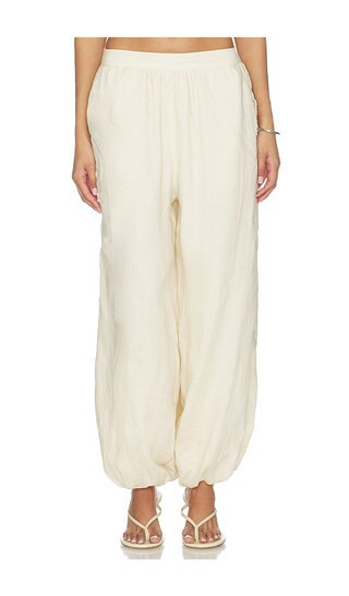 SIMKHAI Selah Linen Lace Balloon Pant in Beige. - size 12 | Revolve Clothing (Global)