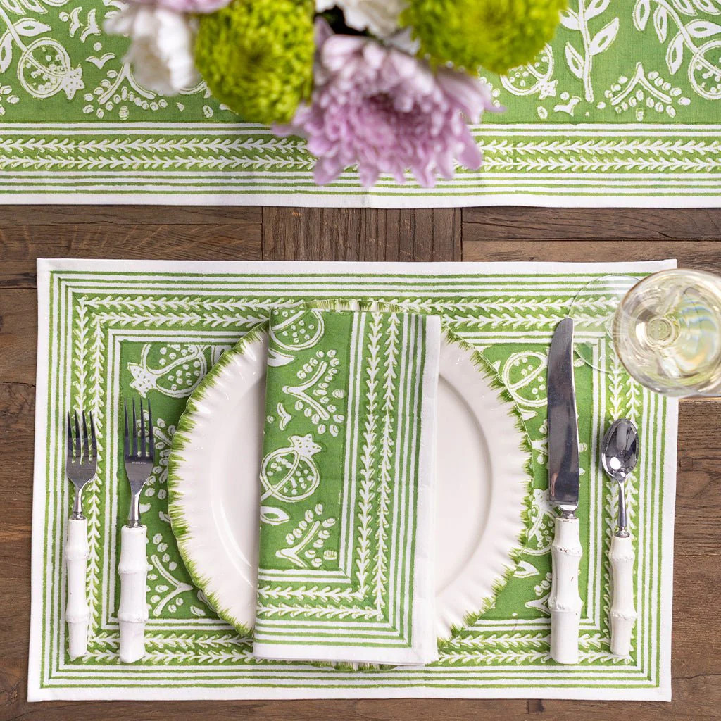 Pomegranate Green Placemat | Set of 4 | Pomegranate