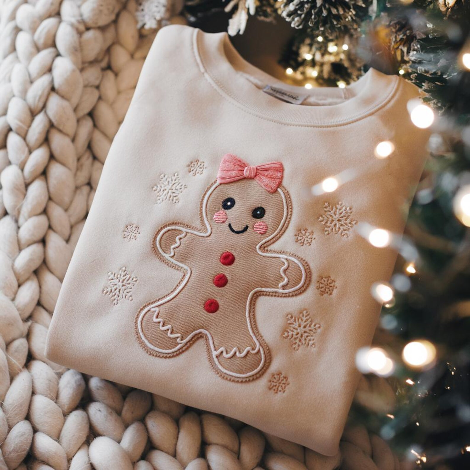 Christmas Gingerbread Bow Sweatshirt, Festive Christmas Coquette Sweatshirt for Women, Embroidere... | Etsy (US)