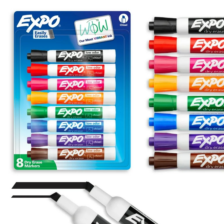 EXPO Dry Erase Markers, Chisel Tip, Assorted Colors, 8 Count | Walmart (US)