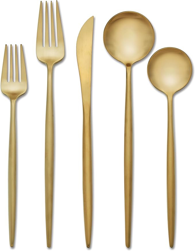 Hampton Forge Zephyr Satin Gold 18/0 20Pc, 3.05 LB, Metallic | Amazon (US)