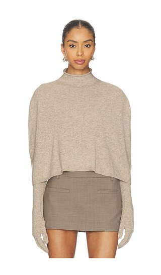 Miyah Knit Cape in Taupe | Revolve Clothing (Global)