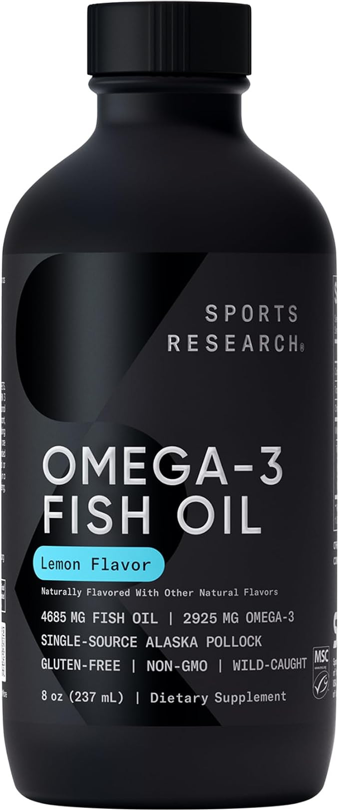 Sports Research® Wild Alaska Pollock Omega-3 Fish, 8oz Glass Bottle | 4685mg OM3 per Serving - E... | Amazon (US)