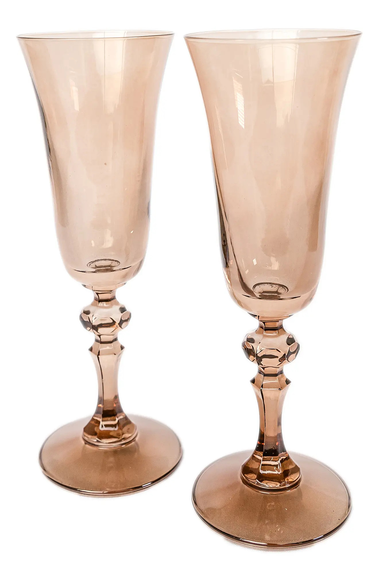 Estelle Colored Glass Set of 2 Regal Flutes in Amber Smoke at Nordstrom | Nordstrom