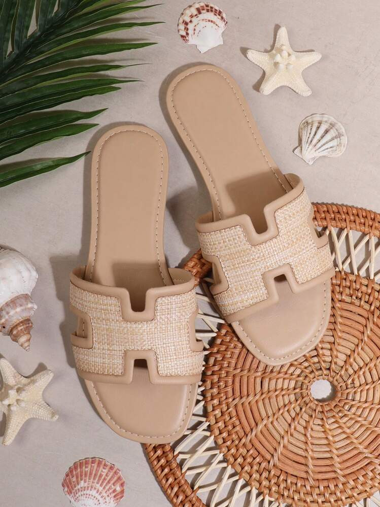 L'Amorae Women'S Fashionable Apricot Flat Sandals Summer Shoes Spring Shoes Spring Break Easter V... | SHEIN