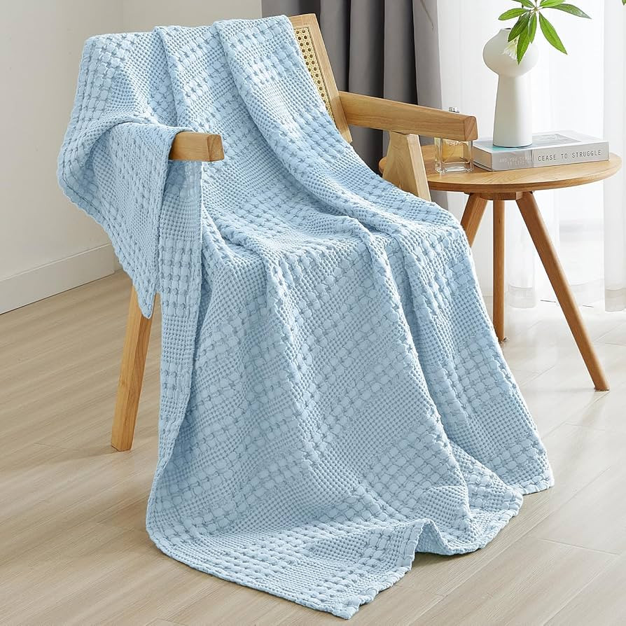 PHF 100% Cotton Waffle Weave Throw Blanket - Lightweight Washed Cotton Throw Blanket for Spring &... | Amazon (US)