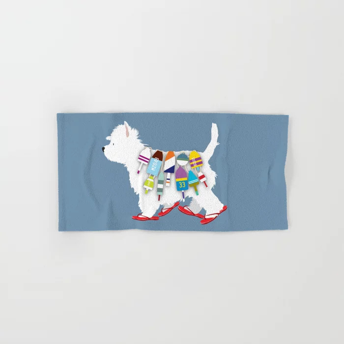 Westie west highland terrier dog buoy ocean nautial art artwork Hand & Bath Towel | Society6