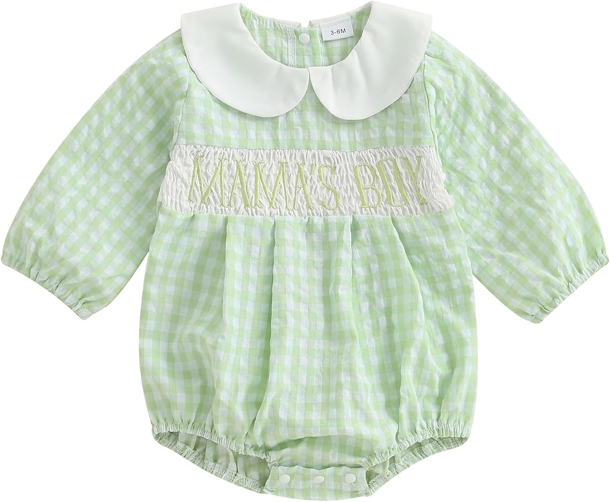 Amazon.com: Socutebabe Baby Boy Fall Clothes Newborn Bubble Romper Long Sleeve Smocked Bodysuit C... | Amazon (US)