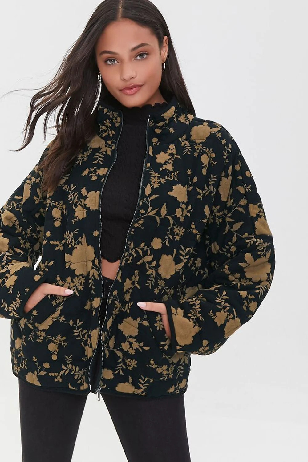 Floral Quilted Zip-Up Jacket | Forever 21 (US)