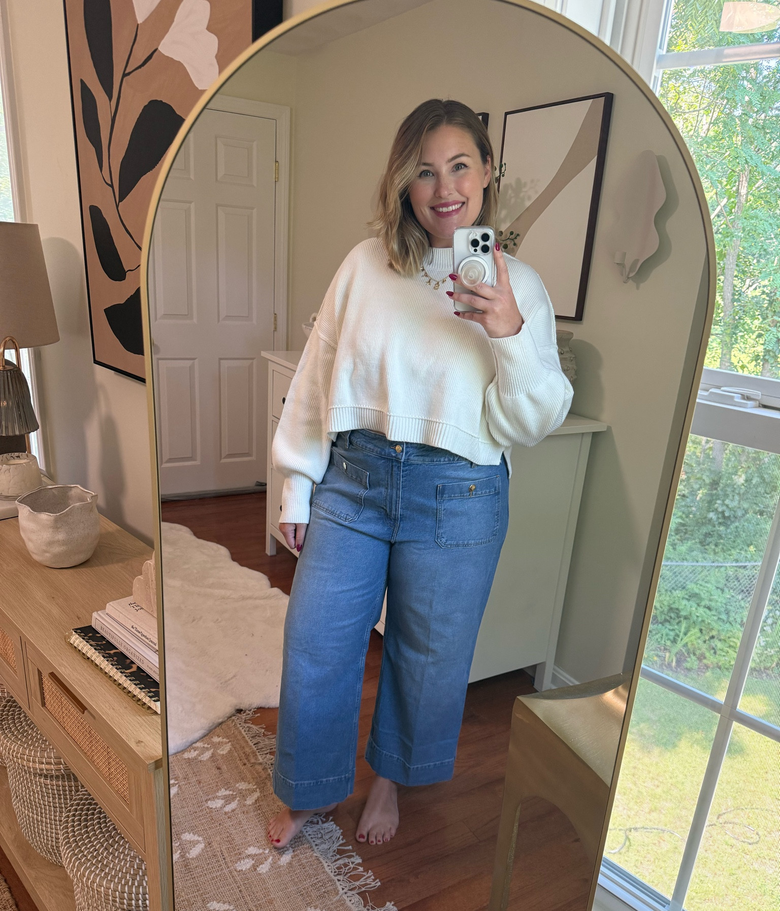I bought these wide leg front button jeans in every color bc they are that comfortable and flattering 

Wearing a size 20 I sized up 

#LTKStyleTip #LTKFindsUnder50 #LTKPlusSize