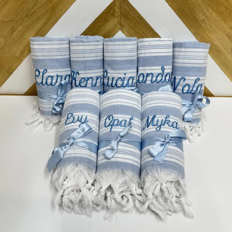 Personalized Turkish Towel – Custom Embroidered Cotton Beach or Bath Gift, Bridesmaid Favor, Sp... | Etsy (US)