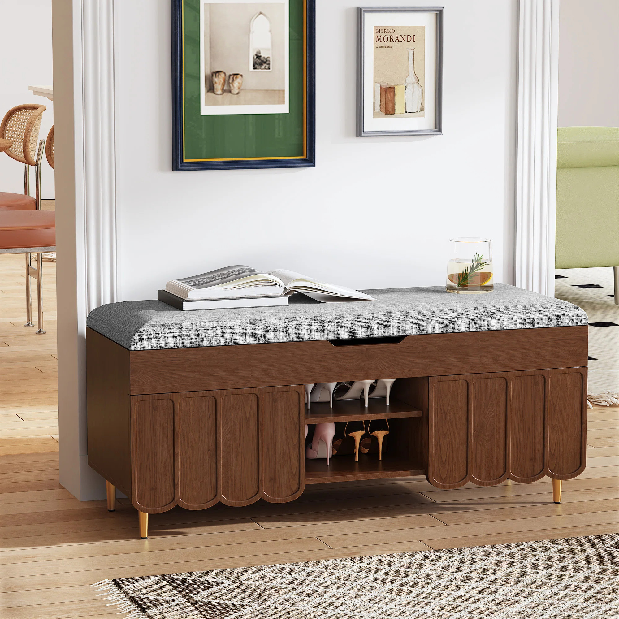 40" Entryway Bench With Cushionand And Hidden Storage Space | Wayfair North America
