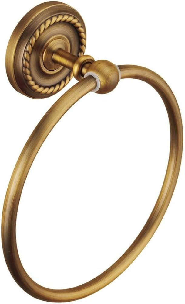 Towel Ring Antique Brass, Wall Mounted Bath Hand Towel Holder with Braiding Carvings, Vintage Sty... | Amazon (US)