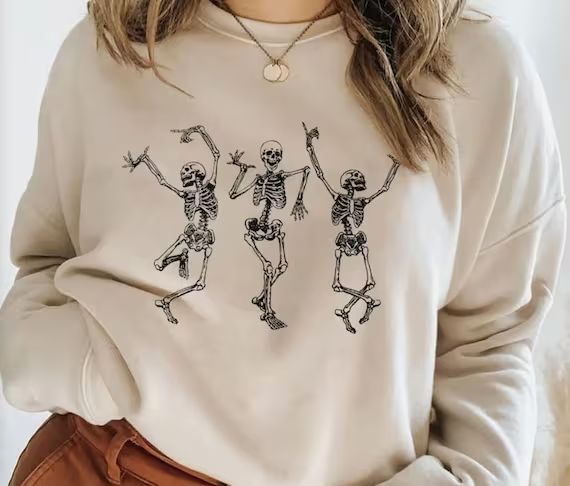 Fall Shirt Dancing Skeleton Shirt Happy Halloween Crewneck - Etsy | Etsy (US)