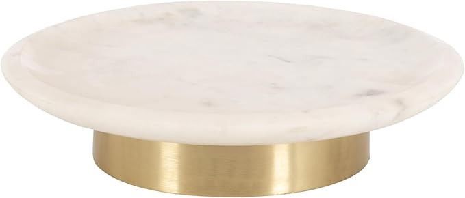 Kate and Laurel Sevienne Modern Glam Round Marble Tray, 10 Inch Diameter, White and Gold, Contemp... | Amazon (US)