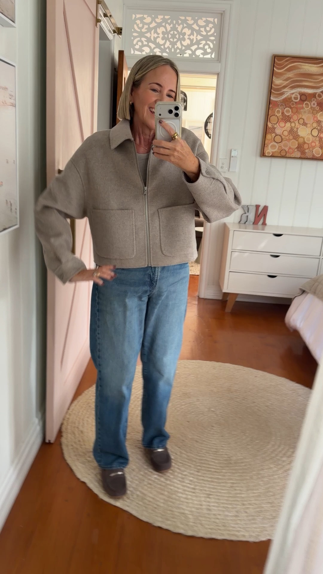 Jacket Size S (oversized fit)
Merino tee Size L
Jeans size 28

FRANKIE4 Foxx loafers (code NIKKI20) or pick them up on sale May 30-June 1

#LTKaustralia #LTKwinter #LTKover50style