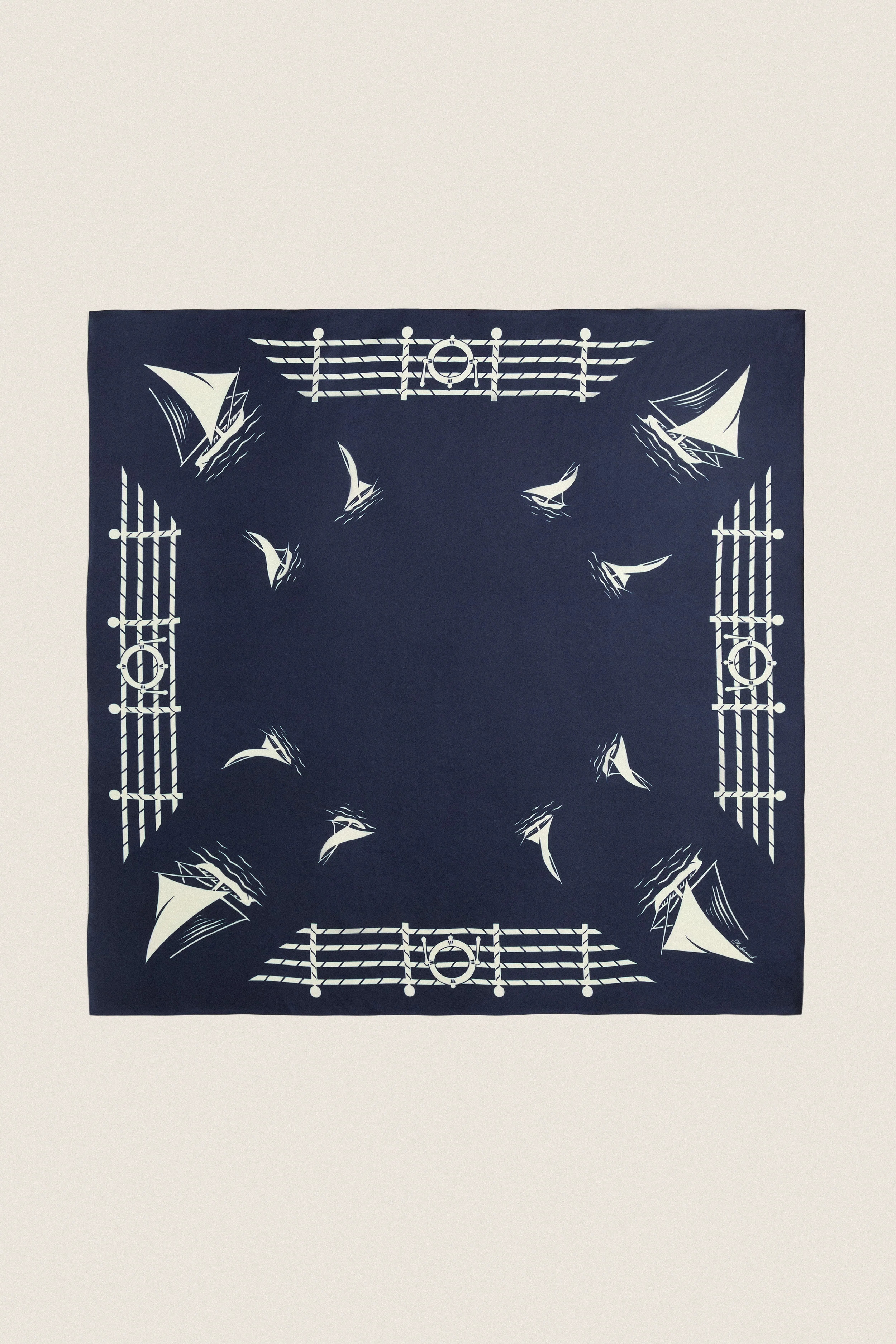 Navy Ships Medium Silk Scarf | Tuckernuck (US)
