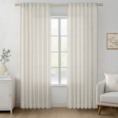 Beige Linen Sheer Curtains 84 Inches Long 2 Panels for Living Room Bedroom Thick Linen Textured Semi Sheer Curtains | Target