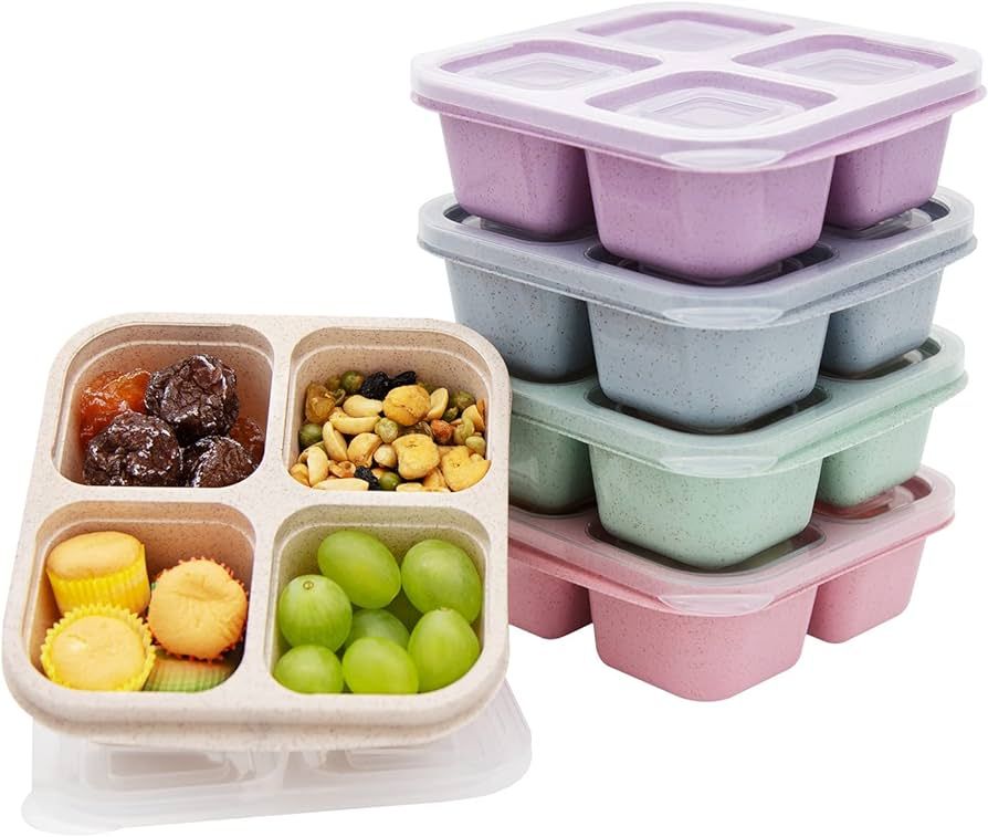 Luriseminger 5 Pack Bento Lunch Box,4 Compartment Snack Containers,Divided Snack Box,Meal Prep Lu... | Amazon (US)