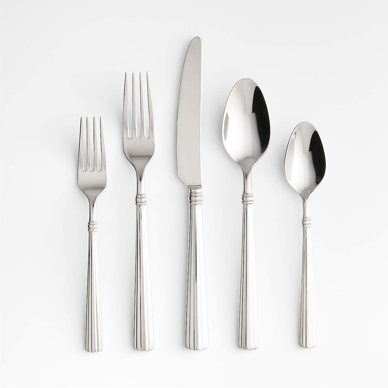 Arlette Mirror 20-Piece Flatware Set + Reviews | Crate & Barrel | Crate & Barrel