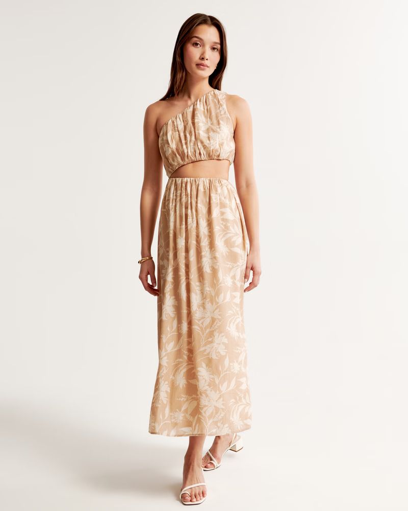 One-Shoulder Cutout Midi Dress | Abercrombie & Fitch (US)