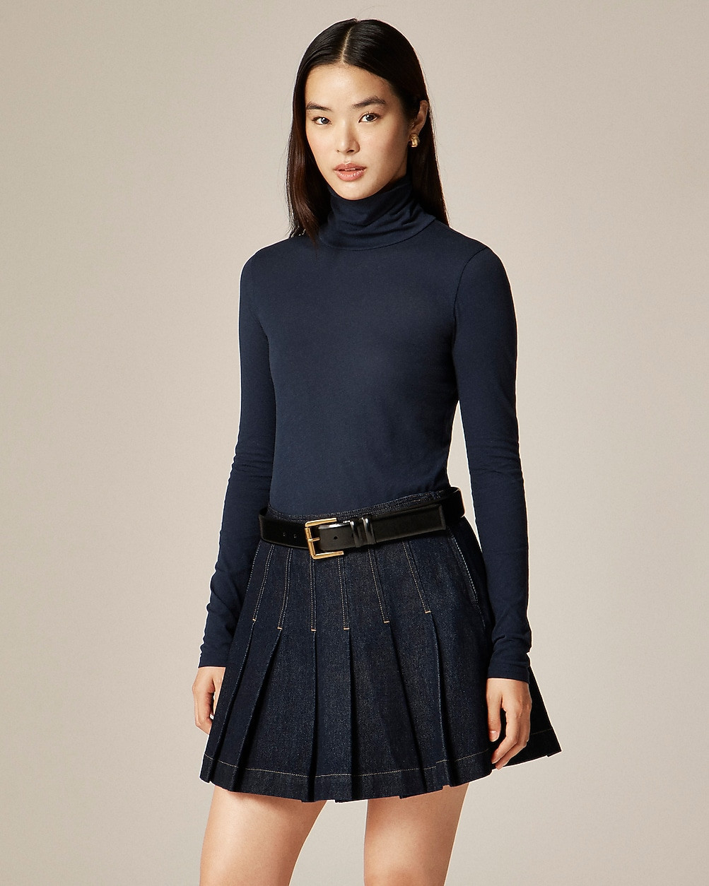 Feather jersey turtleneck | J. Crew US