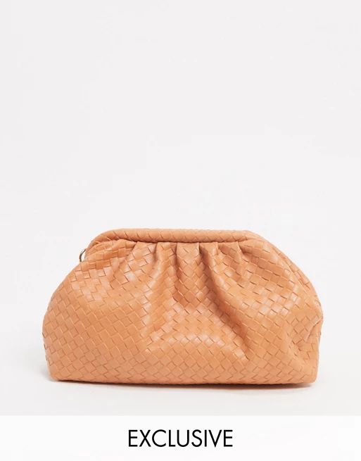 Glamorous Exclusive slouchy pillow clutch bag in orange woven | ASOS (Global)