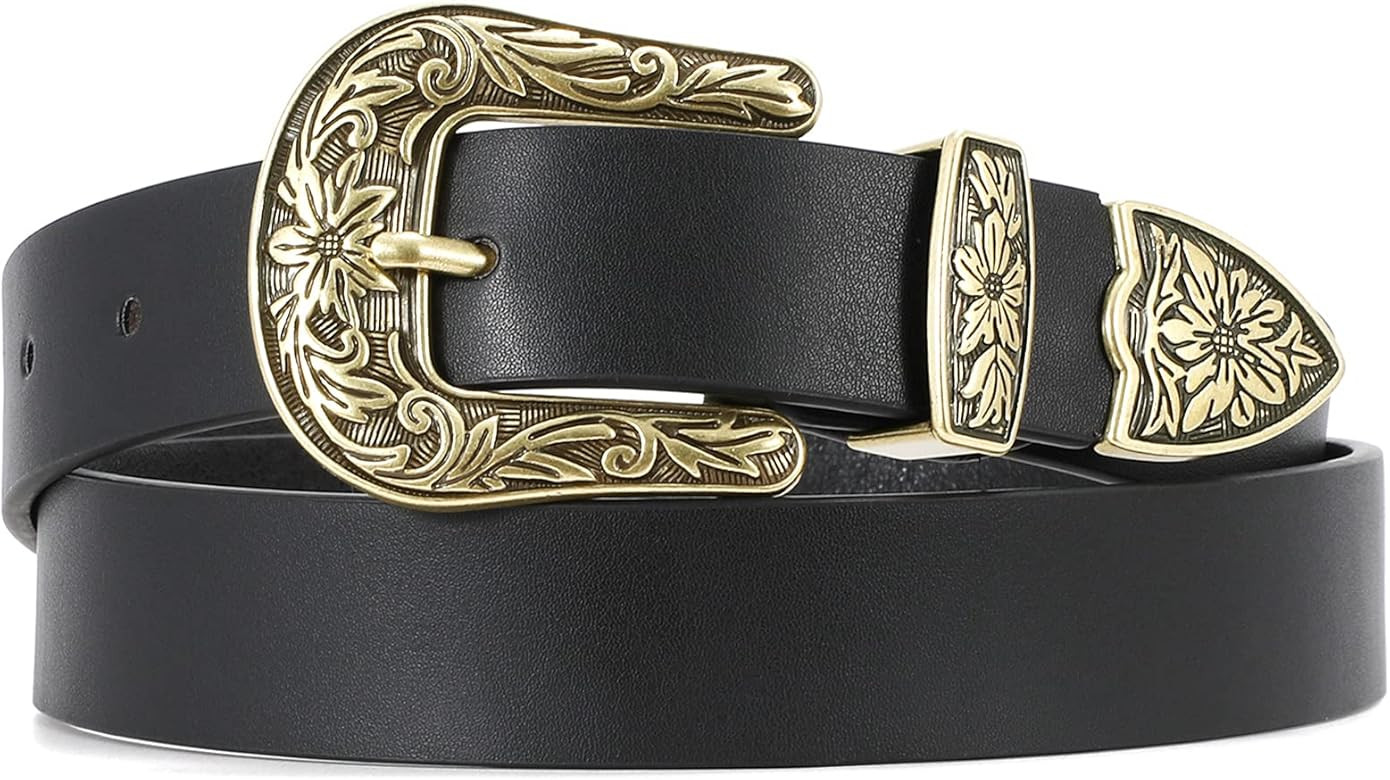 WHIPPY Western Belts for Women - Vintage Western Design Ladies Cowgirl Waist Belt for Pants Jeans... | Amazon (US)