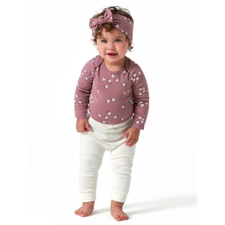 Modern Moments by Gerber Baby Girl Long Sleeve Onesies Bodysuit & Pant Outfit Sets, 6-Piece (Newb... | Walmart (US)