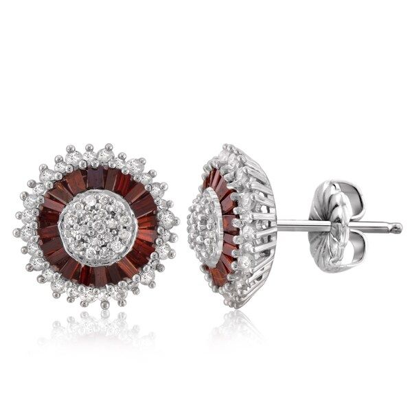 Jewelonfire Sterling Silver 1ct TDW Red and White Diamond Earrings | Bed Bath & Beyond