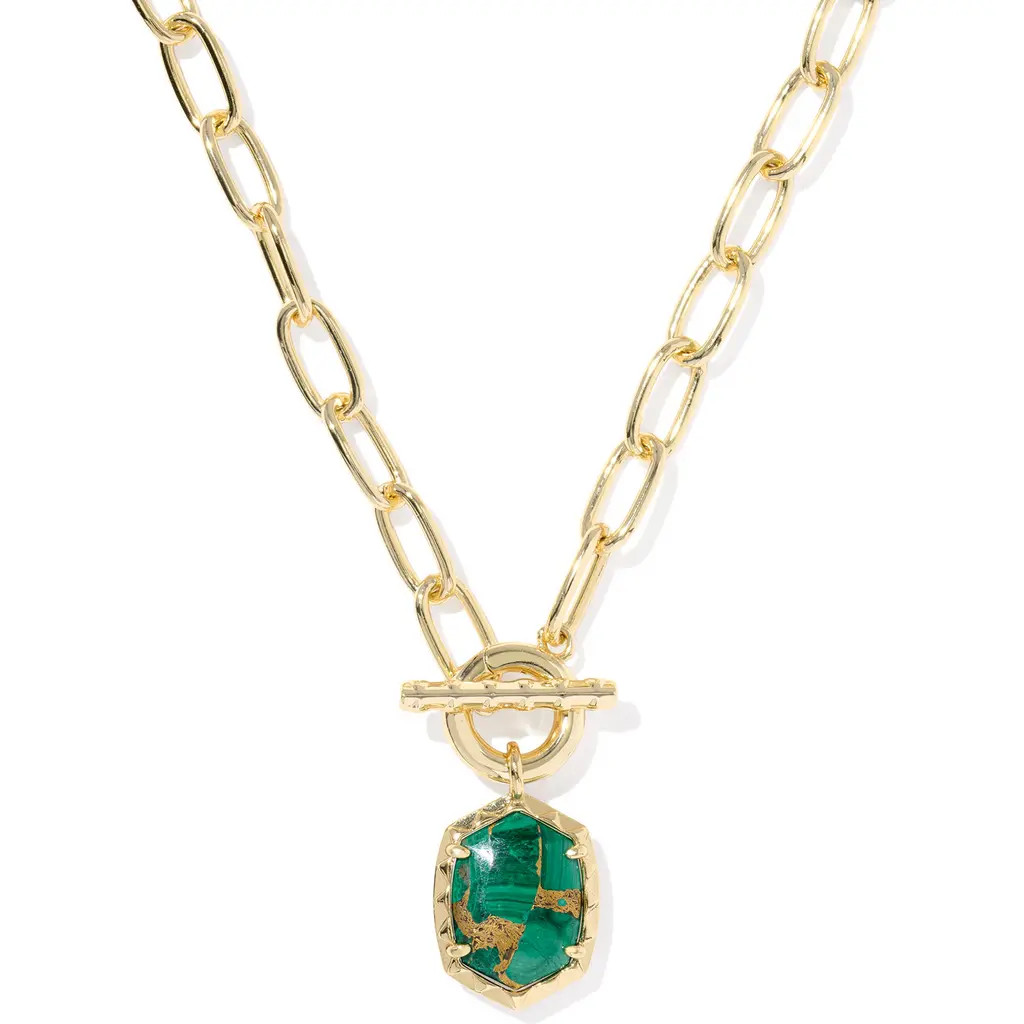 Kendra Scott Daphne Toggle Necklace in Gold/bronze/green Malachite at Nordstrom | Nordstrom